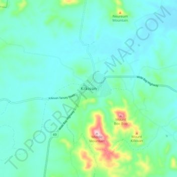 Topografische Karte Kilkivan, Höhe, Relief