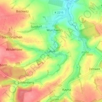 Topografische Karte Lobas, Höhe, Relief