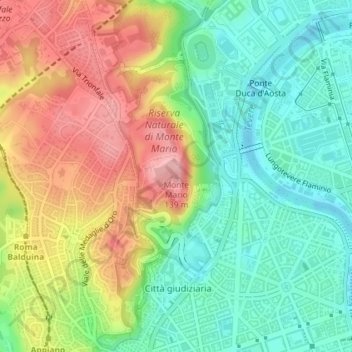 Topografische Karte Monte Mario, Höhe, Relief