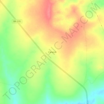 Topografische Karte Caracol, Höhe, Relief