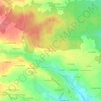 Topografische Karte Les Petites Forges, Höhe, Relief
