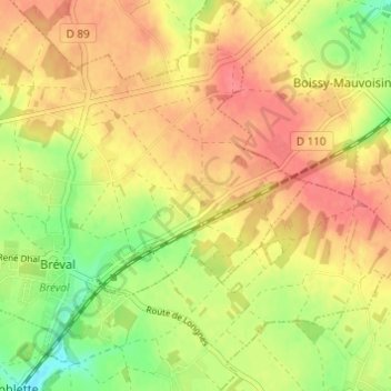 Topografische Karte La Buttte, Höhe, Relief