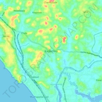 Topografische Karte Kadachira, Höhe, Relief
