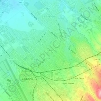 Topografische Karte Morena, Höhe, Relief