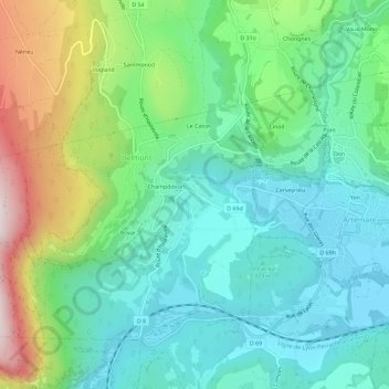 Topografische Karte Massignieu, Höhe, Relief