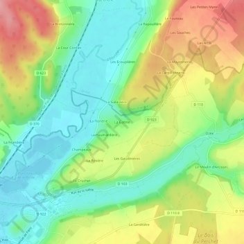 Topografische Karte La Gatine, Höhe, Relief