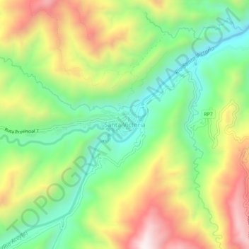 Topografische Karte Santa Victoria, Höhe, Relief