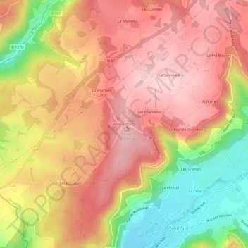 Topografische Karte Hôtel Enfoncé, Höhe, Relief