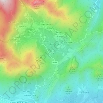 Topografische Karte Erbajolo, Höhe, Relief