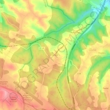 Topografische Karte Le Pech, Höhe, Relief