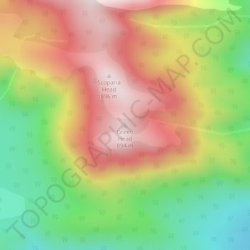 Topografische Karte Green Head, Höhe, Relief