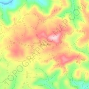 Topografische Karte Bedadka, Höhe, Relief