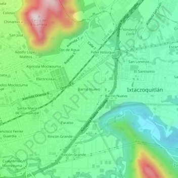 Topografische Karte Barrio Nuevo, Höhe, Relief