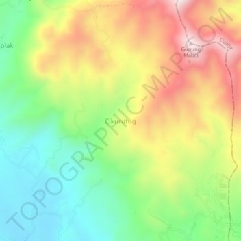 Topografische Karte Cikurutug, Höhe, Relief