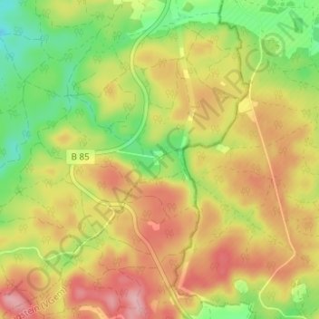 Topografische Karte Sackdilling, Höhe, Relief