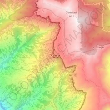 Topografische Karte Sonada, Höhe, Relief