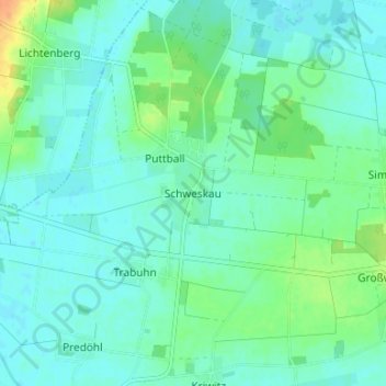 Topografische Karte Schweskau, Höhe, Relief