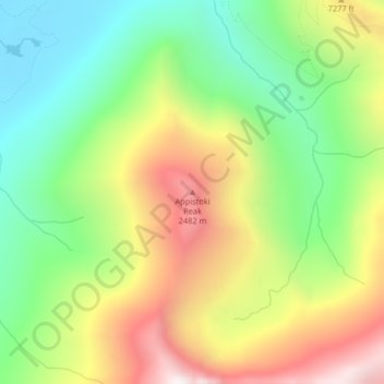 Topografische Karte Appistoki Peak, Höhe, Relief