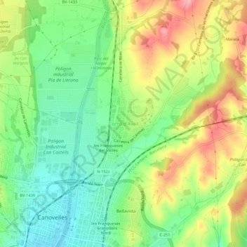 Topografische Karte Corró d'Avall, Höhe, Relief