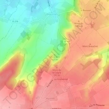 Topografische Karte Mont Vert, Höhe, Relief