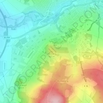 Topografische Karte Herzberg, Höhe, Relief