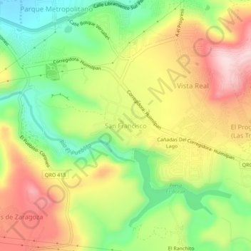 Topografische Karte San Francisco, Höhe, Relief
