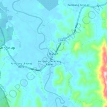 Topografische Karte Trusan, Höhe, Relief