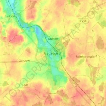 Topografische Karte Gadebusch, Höhe, Relief