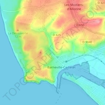 Topografische Karte Les Moulins, Höhe, Relief