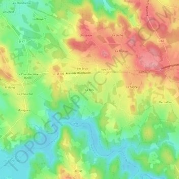 Topografische Karte Le Betz, Höhe, Relief