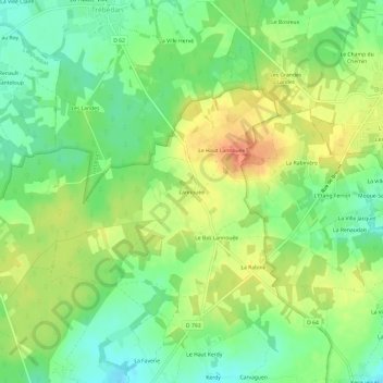 Topografische Karte Lannouée, Höhe, Relief