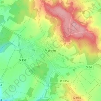 Topografische Karte Marines, Höhe, Relief