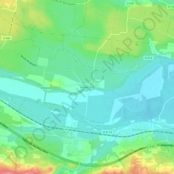 Topografische Karte Millegrand, Höhe, Relief