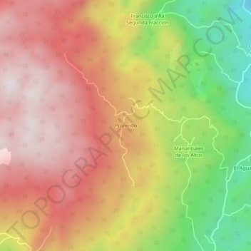 Topografische Karte Potrerillo, Höhe, Relief