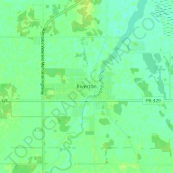Topografische Karte Riverton, Höhe, Relief