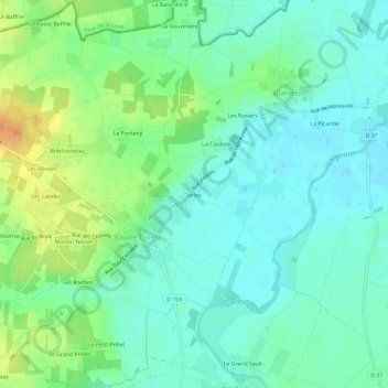 Topografische Karte Jarles, Höhe, Relief