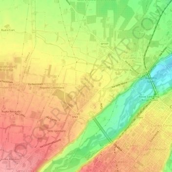 Topografische Karte Confreria, Höhe, Relief