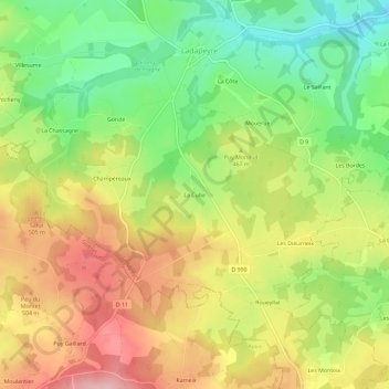 Topografische Karte La Cube, Höhe, Relief