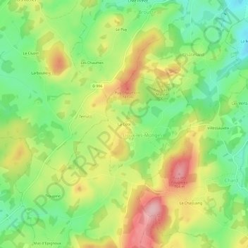 Topografische Karte La Côte, Höhe, Relief