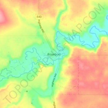 Topografische Karte Rosebud, Höhe, Relief