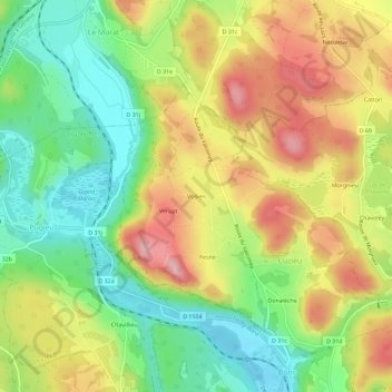 Topografische Karte Vollien, Höhe, Relief