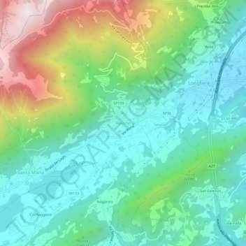 Topografische Karte Revine, Höhe, Relief