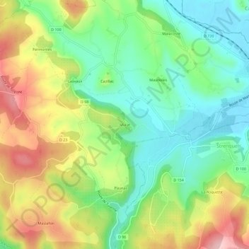Topografische Karte Murat, Höhe, Relief