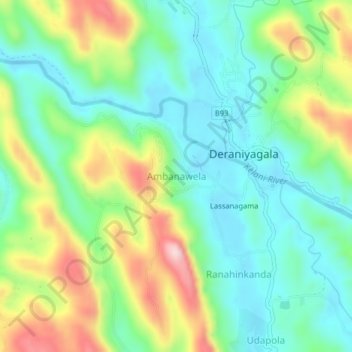Topografische Karte Ambanawela, Höhe, Relief