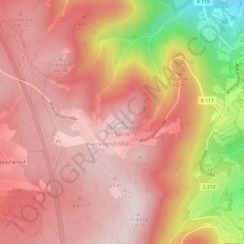 Topografische Karte Fleckertshöhe, Höhe, Relief