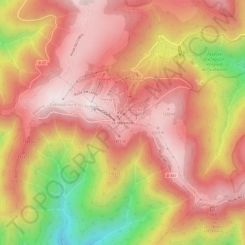 Topografische Karte Le Markstein, Höhe, Relief