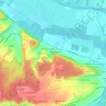 Topografische Karte Les Jouanneaux, Höhe, Relief
