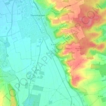 Topografische Karte Nettershausen, Höhe, Relief