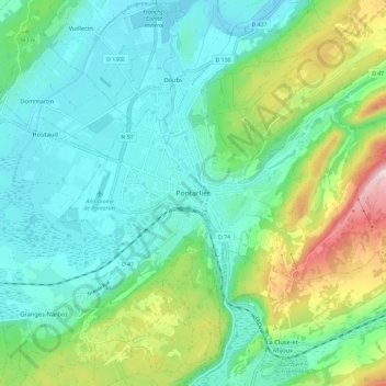 Topografische Karte Pontarlier, Höhe, Relief