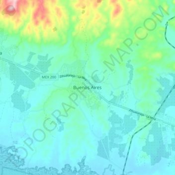 Topografische Karte Buenos Aires, Höhe, Relief